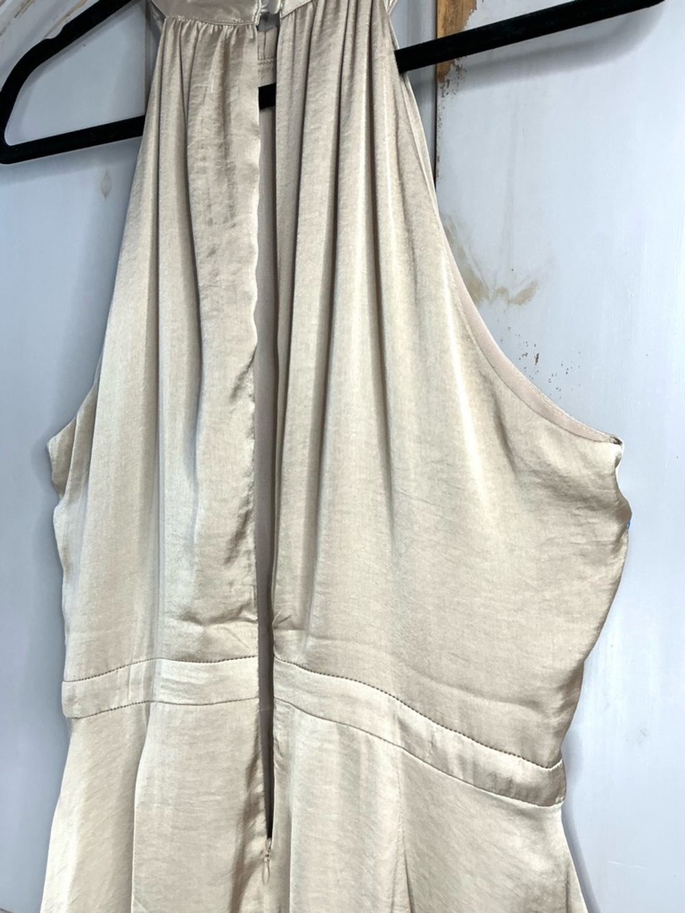 NWT Elie Tahari | Ruffled Halter Maxi Dress Soft Beige Champagne Size 12 - Picture 9 of 9